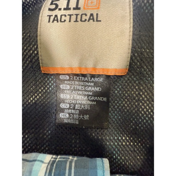 511 Tactical Shirt Mens Size 2XL Blue Plaid Snap Button Short Sleeves - Picture 4 of 8